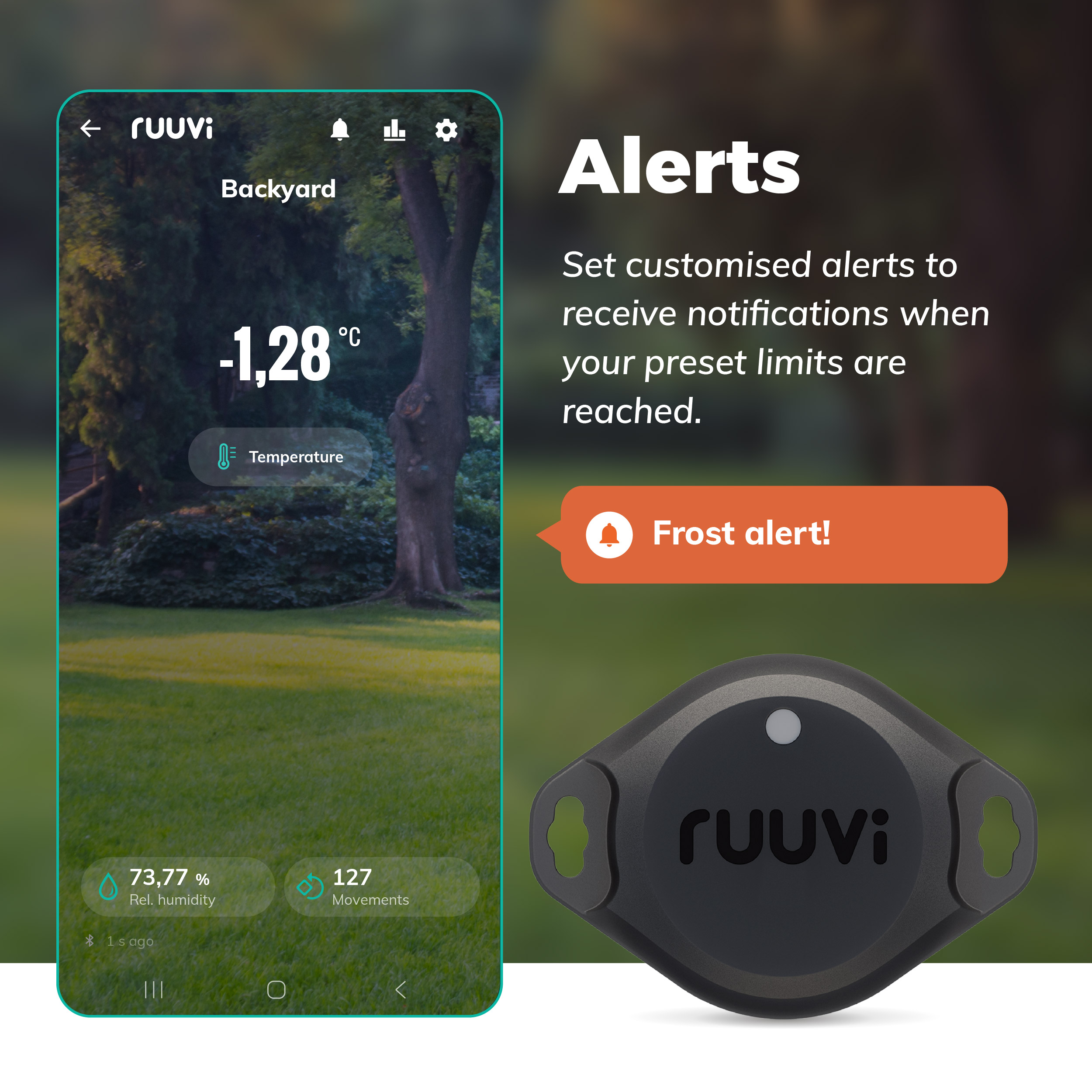 RuuviTag Pro 3in1 alerts in Ruuvi app
