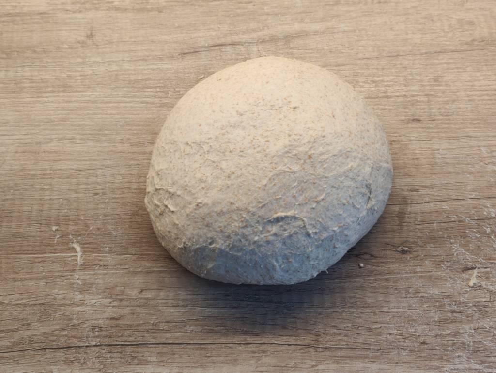 Kneaded sourdough forms a cohesive ball