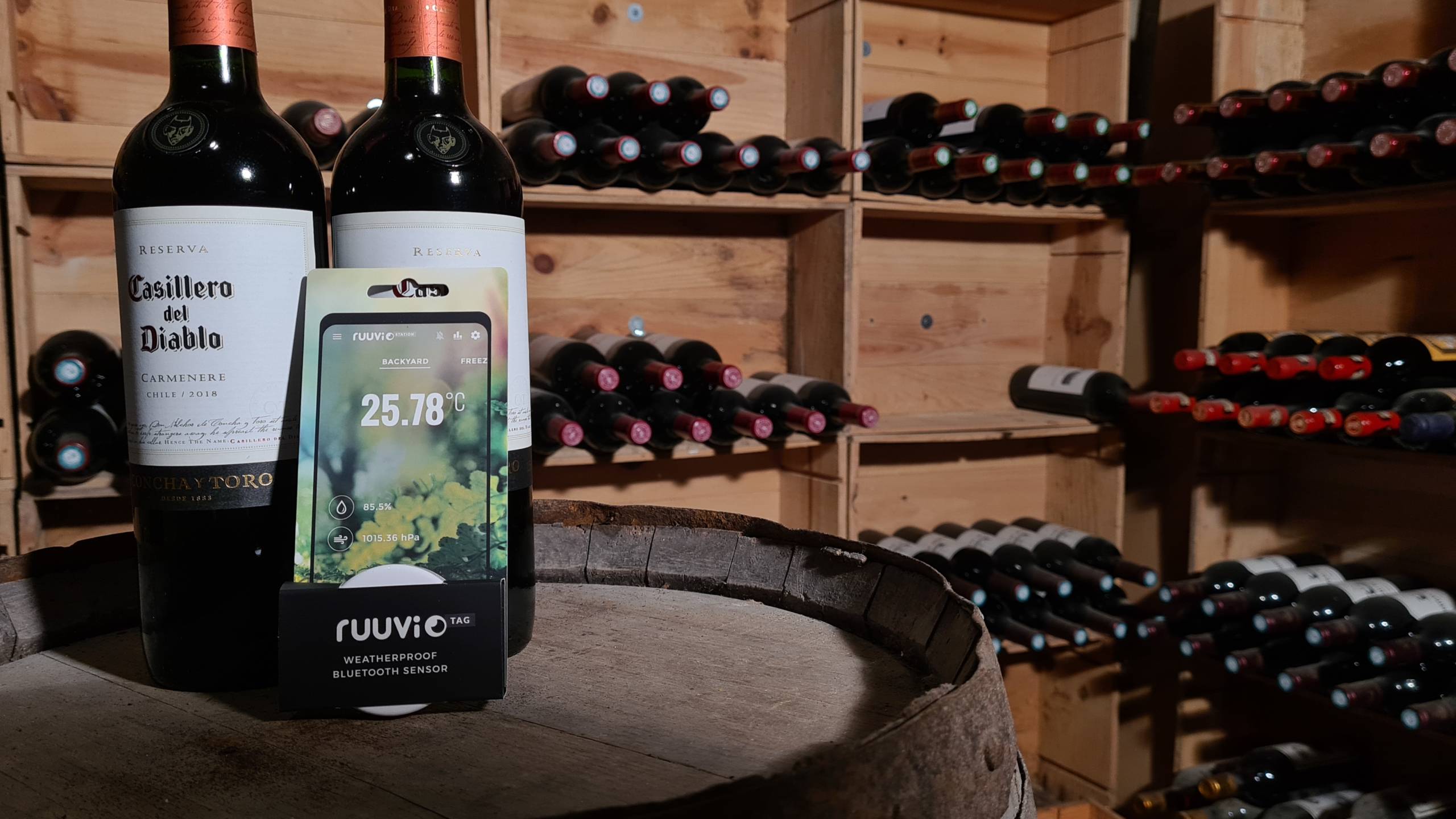 RuuviTag in a wine cellar