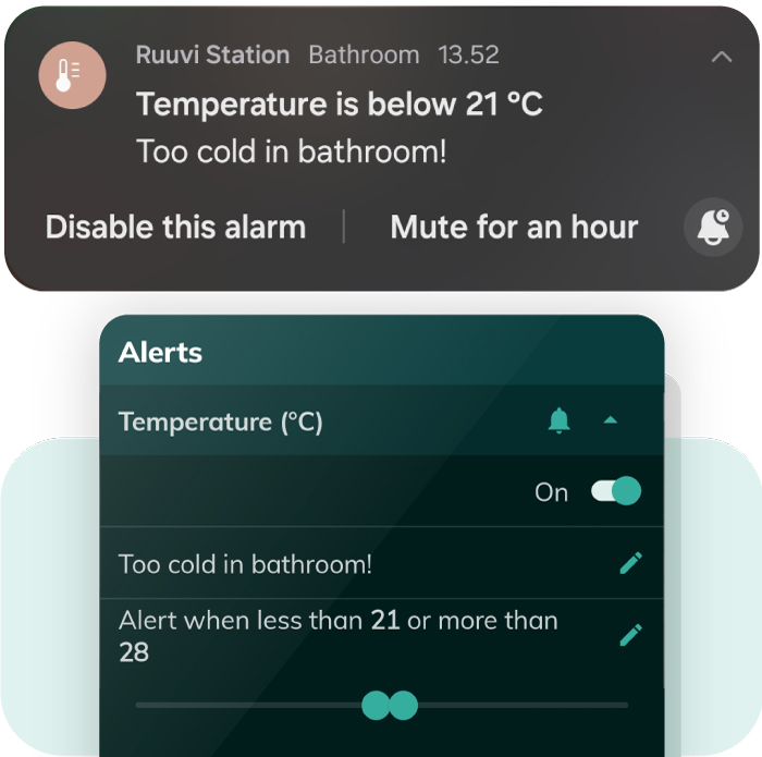 Temperature alarm in Ruuvi mobile app