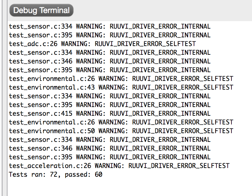 A debug terminal test coverage