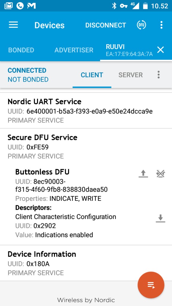 nRF Connect DFU service