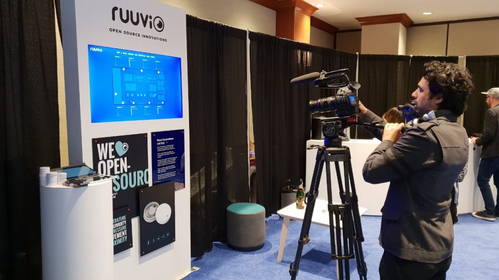 Media guests filming Ruuvi’s booth!