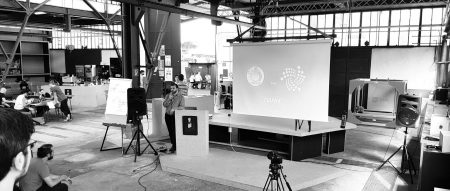 Otso presenting RuuviTag’s IOTA Masked Authentication Messaging feature in Frankfurt, August 2017.