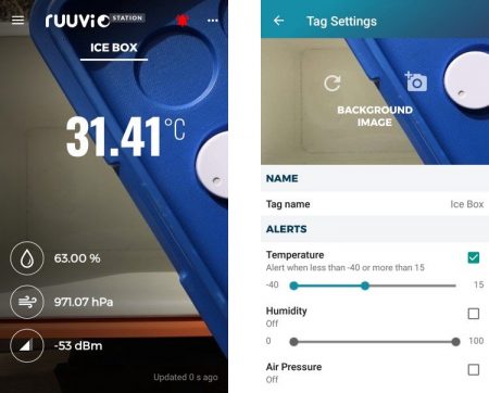 Settings for Ruuvi temperature sensor