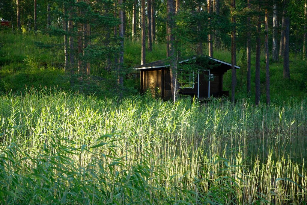 Finnish sauna by a lake